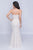 Nina Canacci - 4190 Plunging V Neck Lace Mermaid Dress In Ivory And Nude