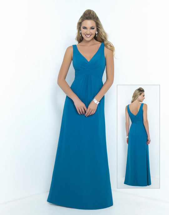 Alexia Designs - 4194 Ruched V-neck Long Sheath Dress In Green