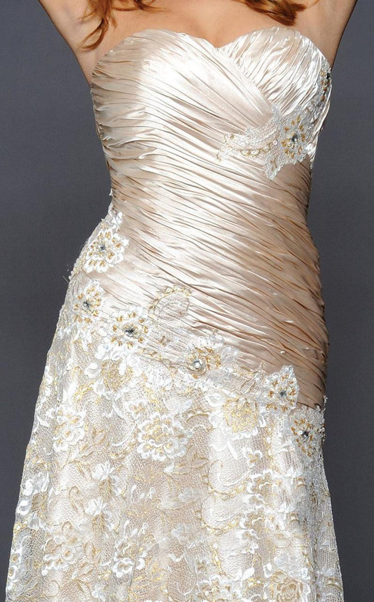 Lara Dresses - 21647 Strapless Shirred Bodice Gown In Champagne