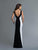 Saboroma - 4197 Embellished Deep V-neck Trumpet Dress In Black and White