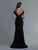 Saboroma - 4199 Illusion Draped Off Shoulder High Slit Gown In Black