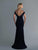 Saboroma - 4199 Illusion Draped Off Shoulder High Slit Gown In Blue
