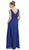 V-Neck Crystal Ornate Empire Waist  A-Line Evening Dress