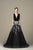 Saiid Kobeisy - RTWSS19-41 Sequined Deep V-neck A-line Gown In Black
