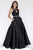 Jolene Collection - 18087L Beaded Halter Mikado A-line Dress In Black and Multi-Color