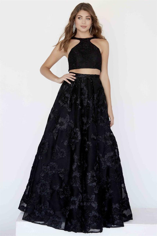 Jolene Collection - 18116 Two Piece Beaded Lace A-line Dress In Black