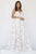 Jolene Collection - 18117L Beaded Lace Plunging V-neck A-line Dress In White and Neutral