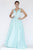 Jolene Collection - 18043L Beaded Deep V-neck Satin A-line Dress In Blue and Green