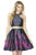 Jolene Collection - 17517 Halter Style Floral Print Cockatail Dress In Black and Gray