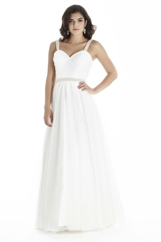 Jolene Collection - E17039 Pleated Surplice Sweetheart A-Line Gown In White
