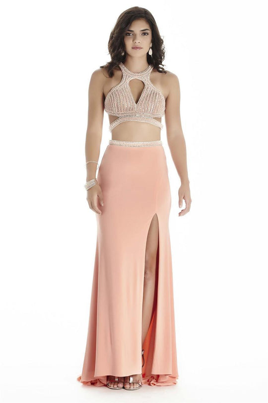 Jolene Collection - 17025 Two-Piece Keyhole Cutout Gown In Pink and Neutral