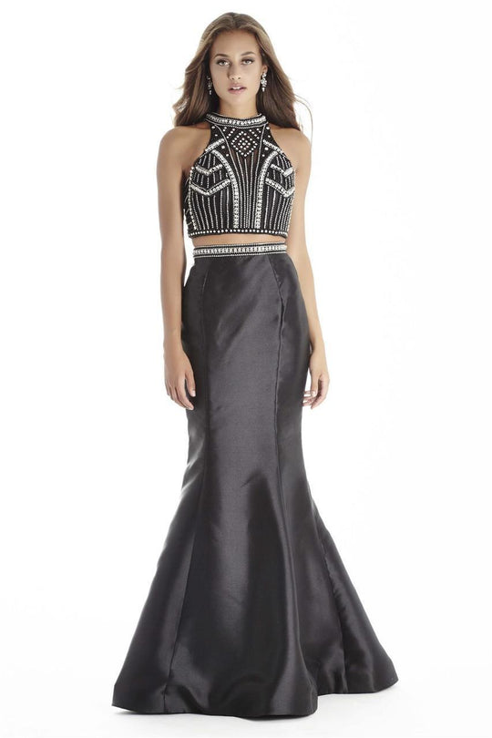 Jolene Collection - 17066 Two Piece Jeweled Mermaid Dress In Black