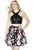 Jolene Collection - 17539 Two-Piece Floral Short Party Dress In Black and Multi-Color