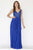 Jolene Collection - 18033 Plunging V-Neck Bead-Crusted Chiffon Gown In Blue