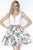 Jolene Collection - 17551 Embellished Deep V-neck A-line Dress In White and Multi-Color