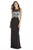 Jolene Collection - 17021 Beaded Illusion Bateau Dress In Black and Green