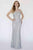 Jolene Collection - 18316 Sheer Jewel Neck Beaded Sheath Gown In Silver