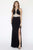 Jolene Collection - 18031 Crystalline Illusion Paneled High Slit Gown In Black and Neutral