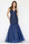 Jolene Collection - 18061 Rosette Ornate Organza Trumpet Gown In Blue
