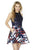 Jolene Collection - 17541 Haltered Floral Cocktail Dress In Blue and Multi-Color