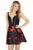 Jolene Collection - 17608 Sleeveless Shiny Floral Pleated Dress In Black and Red