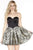 Jolene Collection - 17603 Strapless Corset Bodice A-Line Dress In Black and Gold