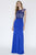 Jolene Collection - 18096L Beaded Lace Illusion Bateau Sheath Dress In Blue