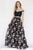 Jolene Collection - 18111 Two Piece Off-Shoulder Floral A-line Dress In Black and Multi-Color