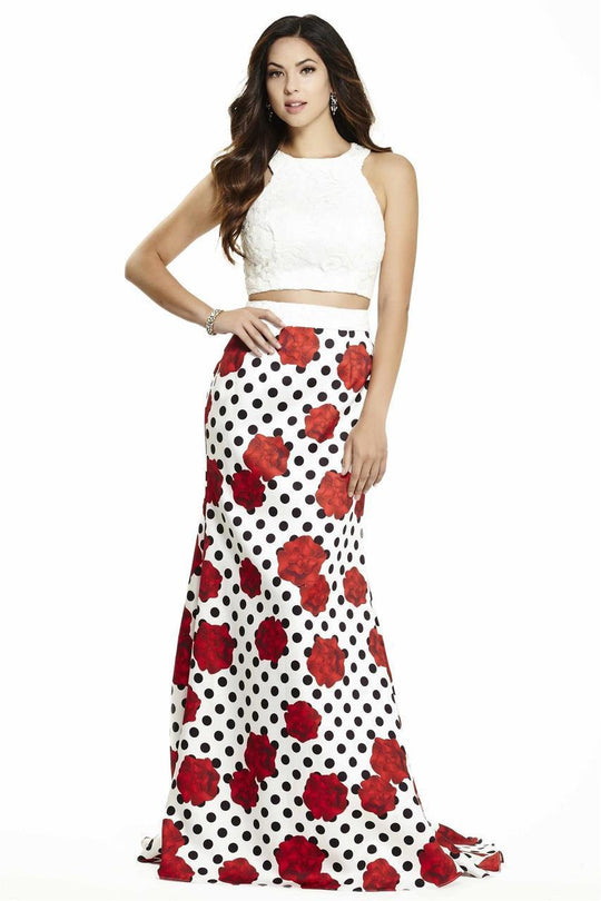 Jolene Collection - 17000 Sequined High Halter Trumpet Dress In Black and White