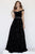 Jolene Collection - 18071 Off-Shoulder Ornate Waist Velvet A-Line Gown In Black