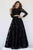 Jolene Collection - 18068 Long Sleeve Two-Piece Floral Detailed Gown In Black