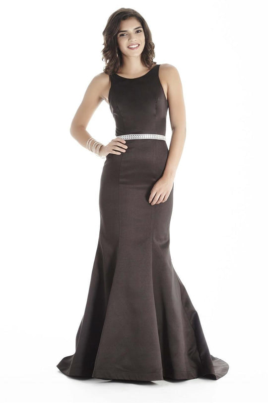 Jolene Collection - E17046L Scoop Neck Embellished Mermaid Gown In Black