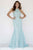 Jolene Collection - 18350 Halter Neck Beaded Net Mermaid Gown In Blue and Neutral