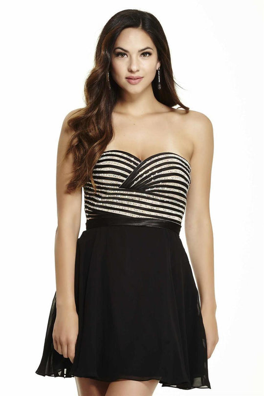 Jolene Collection - 16527 Interweaved Sweetheart Dress In Black and Neutral