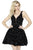 Jolene Collection - 17522L Deep V-neck Mikado Short Dress In Black