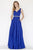 Jolene Collection - 18035L Fitted V-Neck Pleated A-Line Gown In Blue