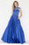 Jolene Collection - 18016L Crystal Embellished High Neck Evening Gown In Blue