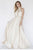 Jolene Collection - 18044 Beaded High Halter Satin A-line Dress In Neutral