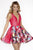 Jolene Collection - 17599 Sleeveless Shiny Floral Short Dress In Pink and Multi-Color