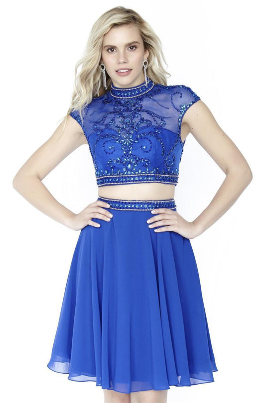 Jolene Collection - 17568 Two Piece Bedazzled A-line Dress In Blue
