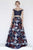 Jolene Collection - 17151 Two-Piece Off Shoulder Graphic Floral Gown In Blue and Multi-Color
