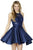Jolene Collection - 17526 Illusion Halter Sequined Lace Dress In Blue