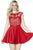 Jolene Collection - 17509 Beaded Sheer Chiffon Cocktail Dress In Red and Neutral