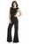 Jolene Collection - 17033 Beaded Bateau Jumpsuit In Black