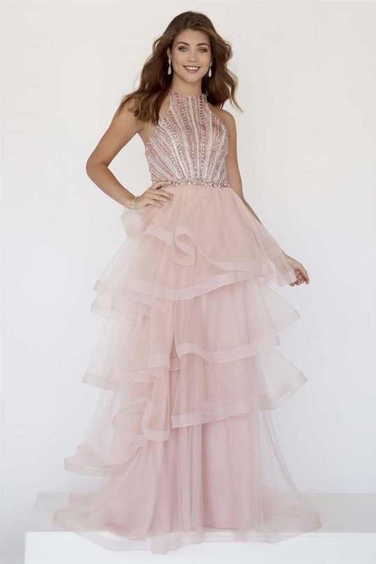 Jolene Collection - 18329 Sleeveless Beaded A-line Gown In Pink