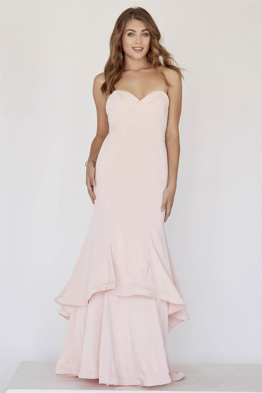 Jolene Collection - 18051 Strapless Sweetheart Layered Trumpet Gown In Pink