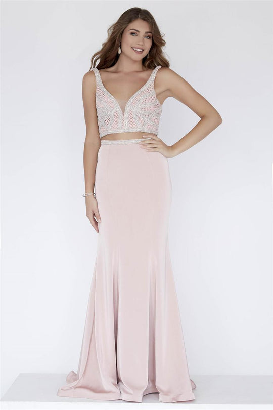 Jolene Collection - 18109 Embellished Two Piece Sheath Dress In Pink