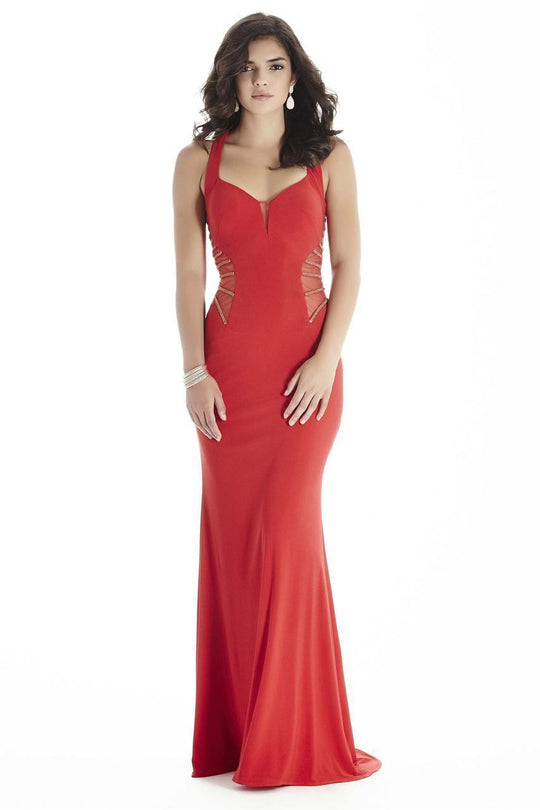Jolene Collection - 17036 Embellished V-neck Sheath Dress In Red