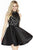 Jolene Collection - 17524 High Neckline Swirl Illusion Cocktail Dress In Black and Neutral