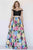Jolene Collection - 18098 Two Piece Off-Shoulder Floral Printed Dress In Black and Multi-Color